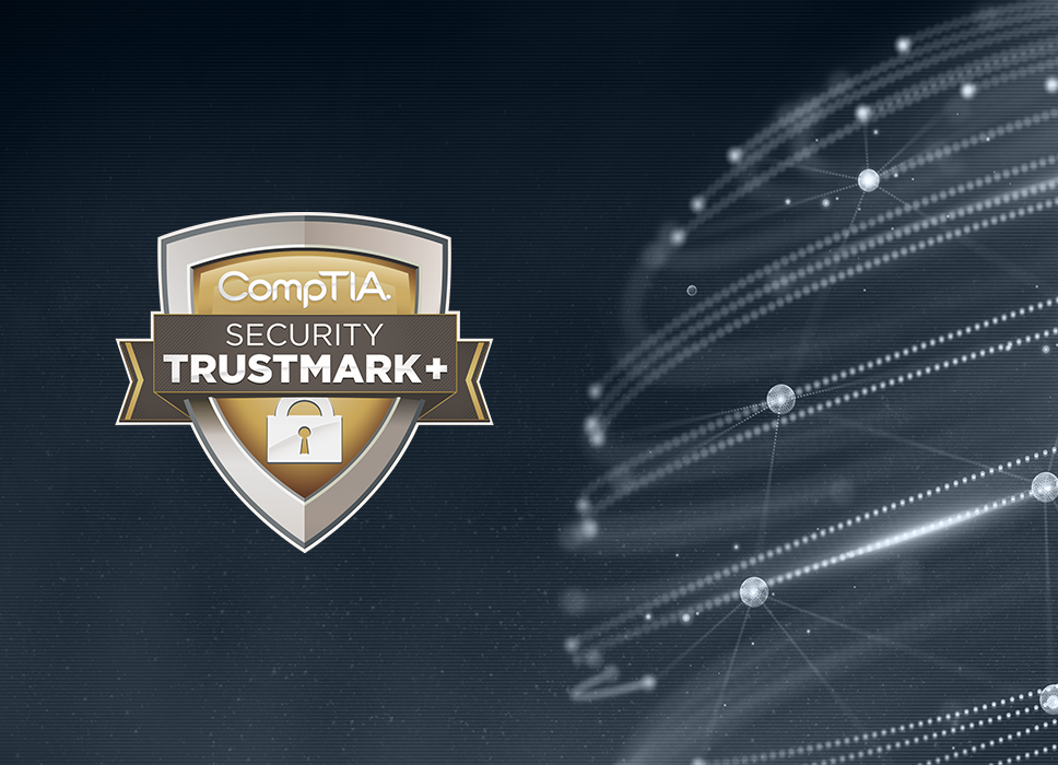 CompTIA Security Trustmark+ Logo on blue background